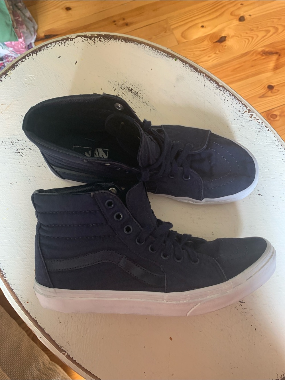 Vans Navy Blue Canvas High-Top Sneakers with Gum Soles